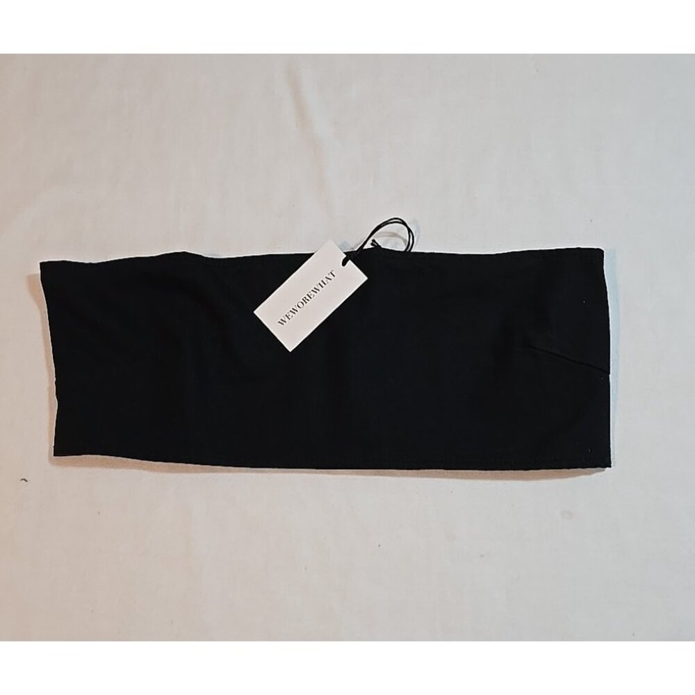 WeWoreWhat Smocked Black Bandeau Top zip back Size‎ XXL New
